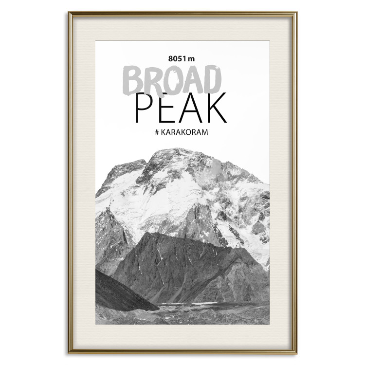 Poster Broad Peak - black and white mountain landscape with English captions 123743 additionalImage 19