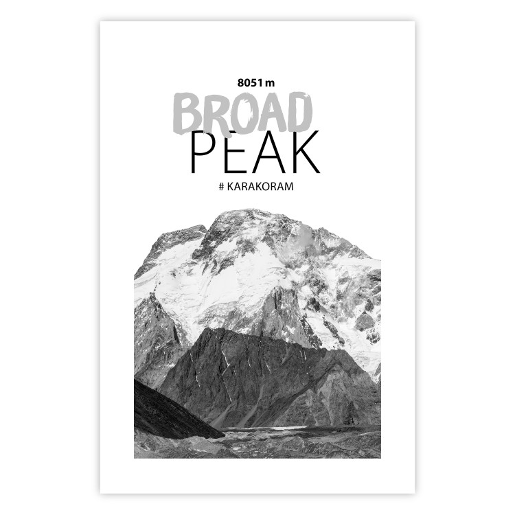 Poster Broad Peak - black and white mountain landscape with English captions 123743 additionalImage 19