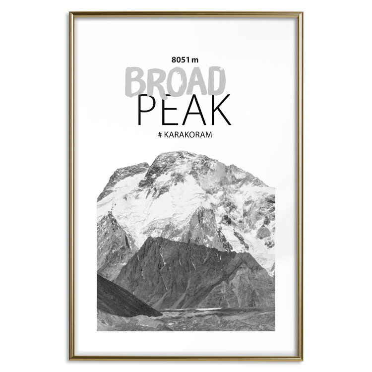 Poster Broad Peak - black and white mountain landscape with English captions 123743 additionalImage 14