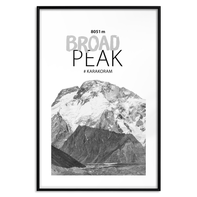 Poster Broad Peak - black and white mountain landscape with English captions 123743 additionalImage 17
