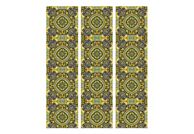 Folding Screen Malachite Mosaic (3-piece) - colorful ethnic Zen-style pattern 124043 additionalImage 3