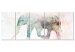Canvas Art Print Painted Elephant (5-part) narrow - multicolored elephant on a beige background 127543