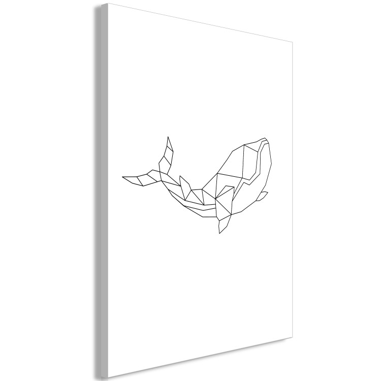 Canvas Print Black flowing whale contours - white, minimalistic abstraction 128043 additionalImage 2