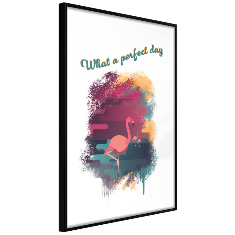 Poster What a Perfect Day - composition with flamingos and English quotes 128843 additionalImage 6