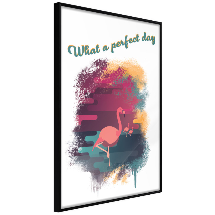 Poster What a Perfect Day - composition with flamingos and English quotes 128843 additionalImage 11