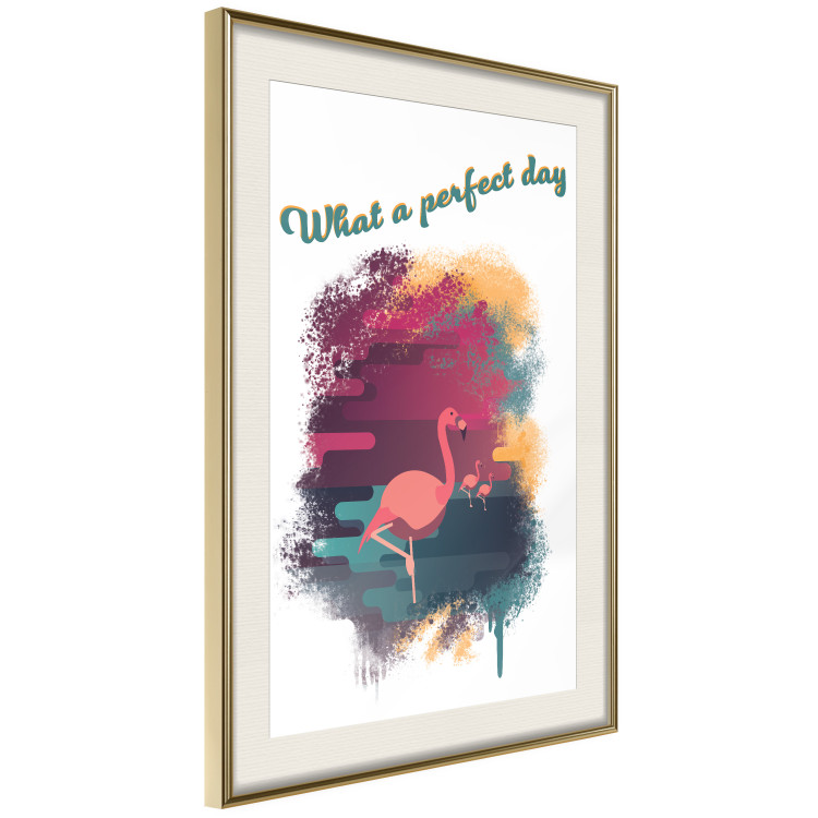 Poster What a Perfect Day - composition with flamingos and English quotes 128843 additionalImage 3