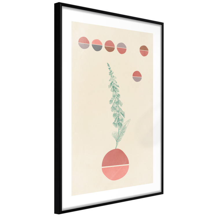 Poster Bluebells - abstraction with green plant and warm-colored circles 129343 additionalImage 6