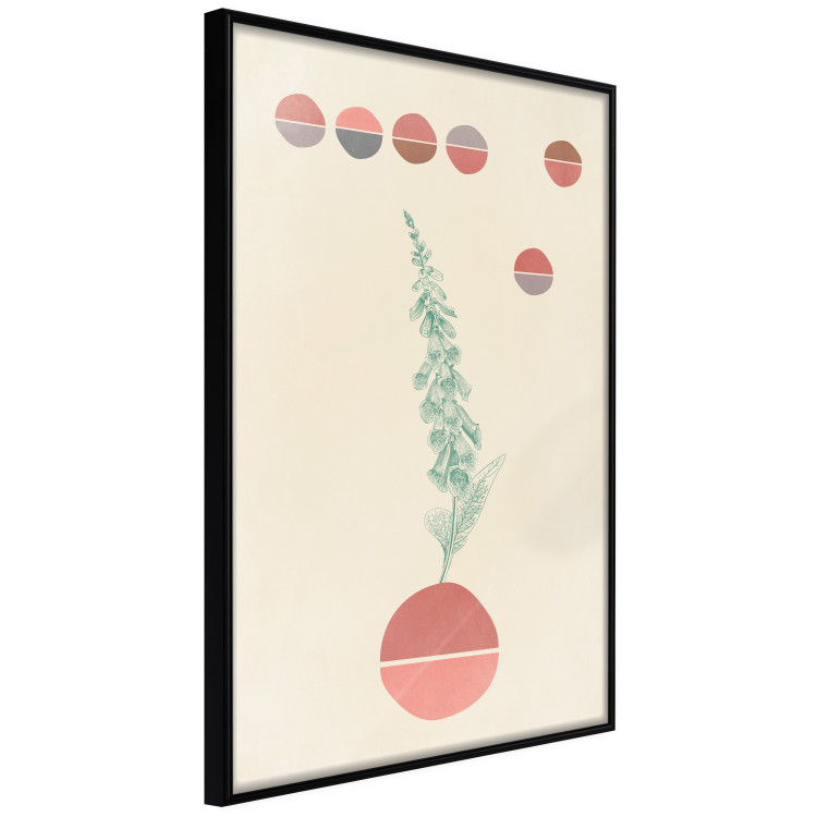 Poster Bluebells - abstraction with green plant and warm-colored circles 129343 additionalImage 13