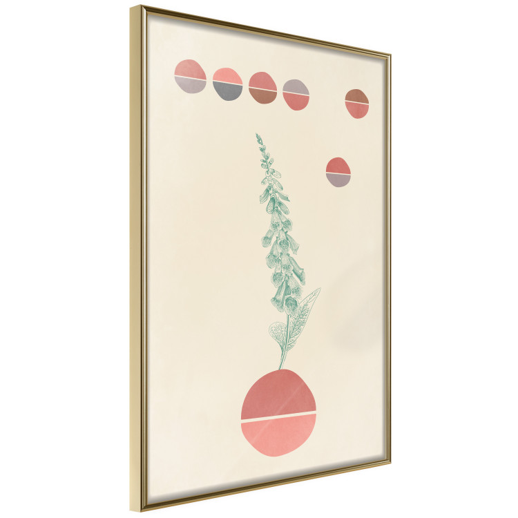 Poster Bluebells - abstraction with green plant and warm-colored circles 129343 additionalImage 14
