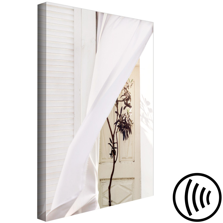 Canvas Wind's Mystery (1-part) vertical - flower behind a white curtain in the house 129443 additionalImage 6