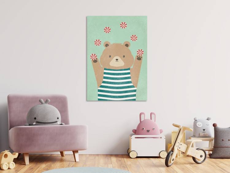 Canvas Juggling Bear (1-part) vertical - pastel animal with balls 129543 additionalImage 3