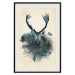 Poster Forest Spirit - abstract dark deer with large antlers on a beige background 130343 additionalThumb 19