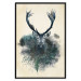 Poster Forest Spirit - abstract dark deer with large antlers on a beige background 130343 additionalThumb 18