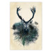Poster Forest Spirit - abstract dark deer with large antlers on a beige background 130343