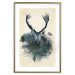 Poster Forest Spirit - abstract dark deer with large antlers on a beige background 130343 additionalThumb 16