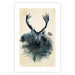 Poster Forest Spirit - abstract dark deer with large antlers on a beige background 130343 additionalThumb 25