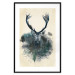 Poster Forest Spirit - abstract dark deer with large antlers on a beige background 130343 additionalThumb 17