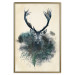 Poster Forest Spirit - abstract dark deer with large antlers on a beige background 130343 additionalThumb 21