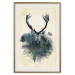 Poster Forest Spirit - abstract dark deer with large antlers on a beige background 130343 additionalThumb 20