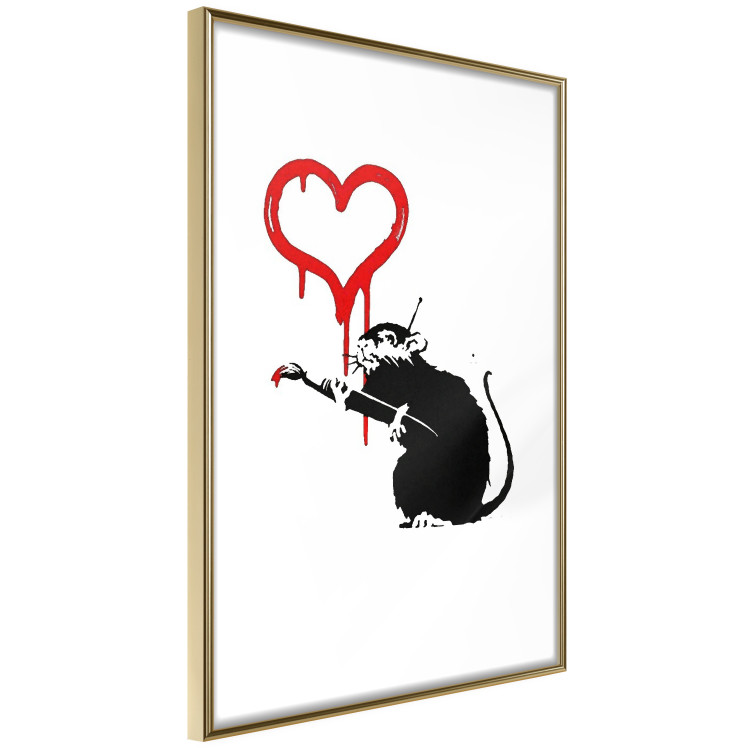 Poster Love Rat - rat painting a red heart on a white plain wall 132443 additionalImage 6