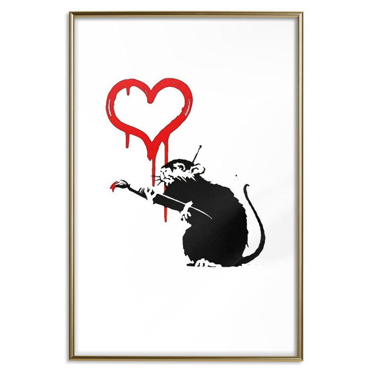 Poster Love Rat - rat painting a red heart on a white plain wall 132443 additionalImage 19