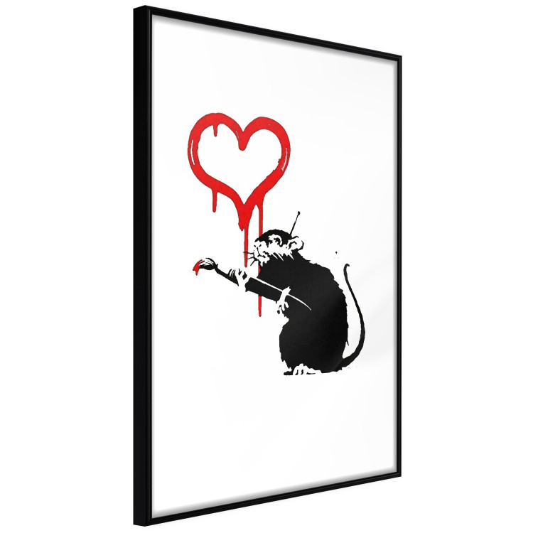 Poster Love Rat - rat painting a red heart on a white plain wall 132443 additionalImage 13