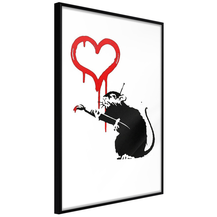 Poster Love Rat - rat painting a red heart on a white plain wall 132443 additionalImage 10