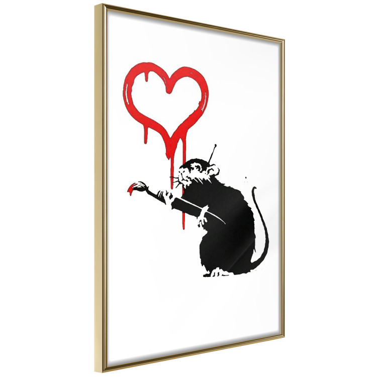 Poster Love Rat - rat painting a red heart on a white plain wall 132443 additionalImage 12