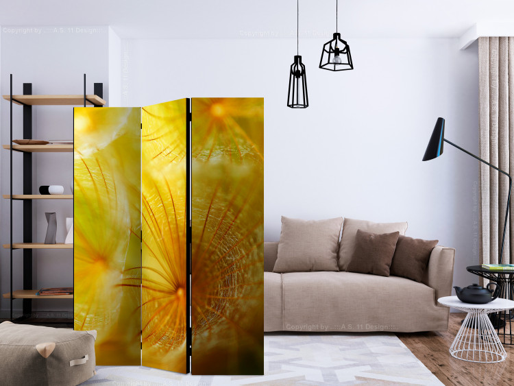 Room Separator Delicate Dandelion Puffs (3-piece) - yellow fantasy in flowers 132743 additionalImage 4