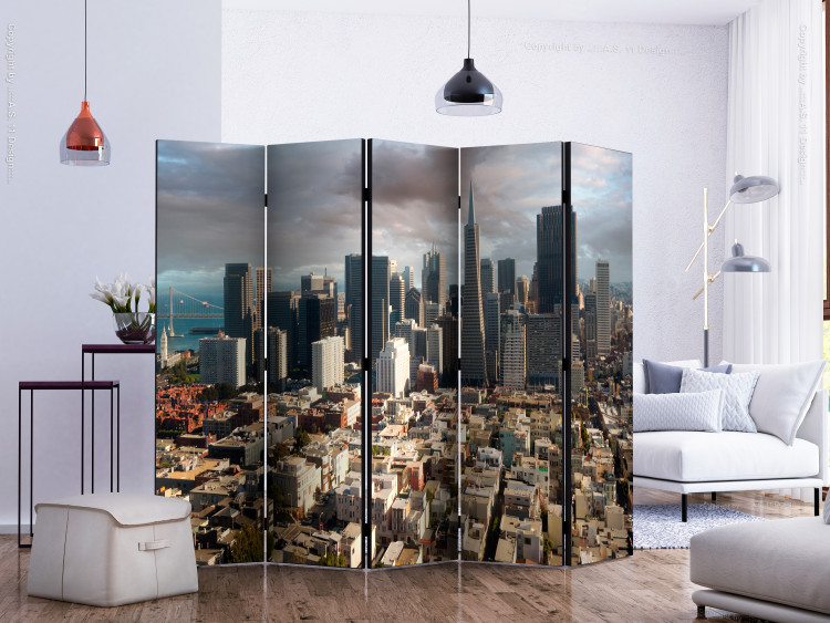 Folding Screen In the Clouds II (5-piece) - New York architecture from a bird's eye view 133143 additionalImage 2