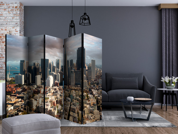 Folding Screen In the Clouds II (5-piece) - New York architecture from a bird's eye view 133143 additionalImage 4
