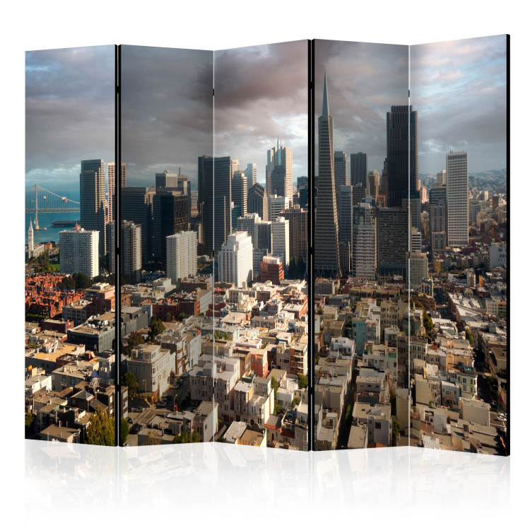 Folding Screen In the Clouds II (5-piece) - New York architecture from a bird's eye view 133143