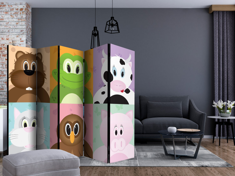 Room Divider Cheerful Animals II (5-piece) - colorful composition for children 133443 additionalImage 4