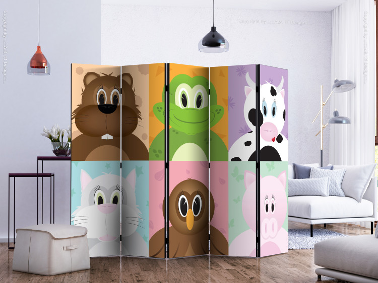 Room Divider Cheerful Animals II (5-piece) - colorful composition for children 133443 additionalImage 2