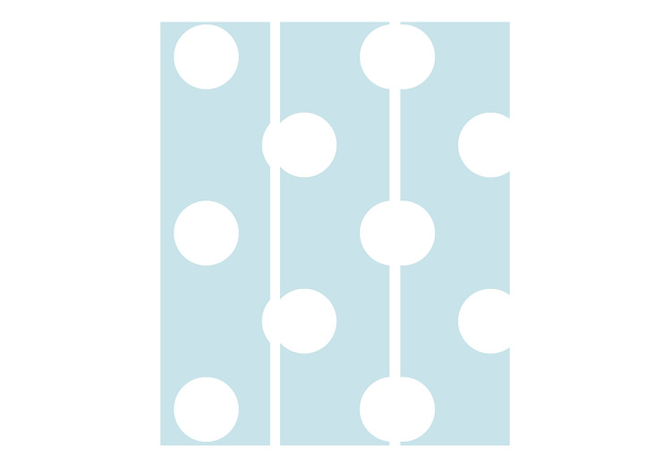 Folding Screen Blue Sweetness (3-piece) - simple composition in white dots 133543 additionalImage 3