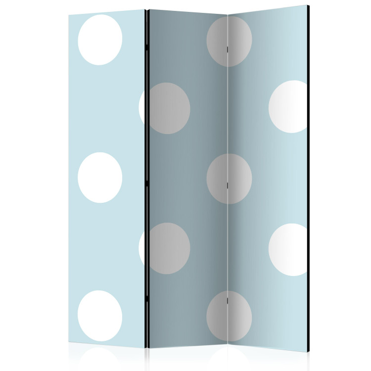 Folding Screen Blue Sweetness (3-piece) - simple composition in white dots 133543