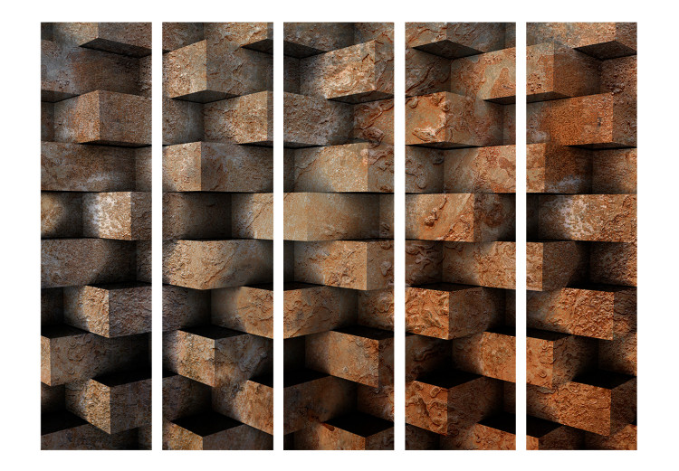 Room Divider Brick Braid II - abstract orange bricks with 3D effect 133643 additionalImage 3