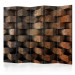 Room Divider Brick Braid II - abstract orange bricks with 3D effect 133643