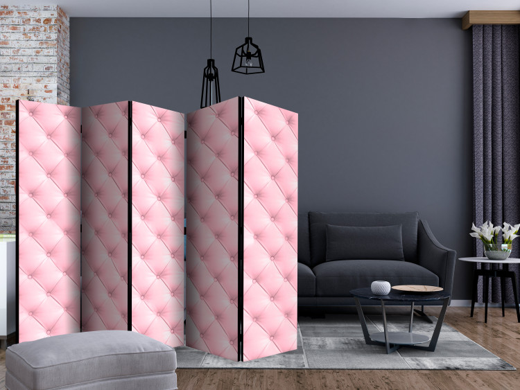 Folding Screen Sweet Foam II - quilted leather texture in light pink 133743 additionalImage 4