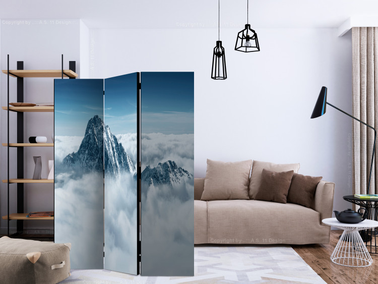 Room Divider Mountain Peak in Clouds (3-piece) - winter landscape of snowy rocks 134143 additionalImage 4