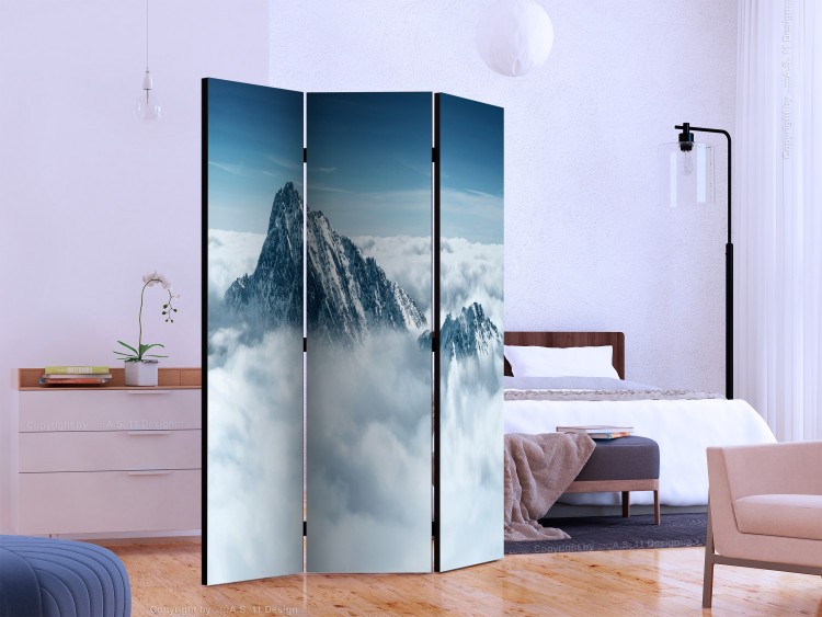 Room Divider Mountain Peak in Clouds (3-piece) - winter landscape of snowy rocks 134143 additionalImage 2