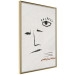 Wall Poster Sketched Smile - abstract black face and eye on a gray background 134343 additionalThumb 14