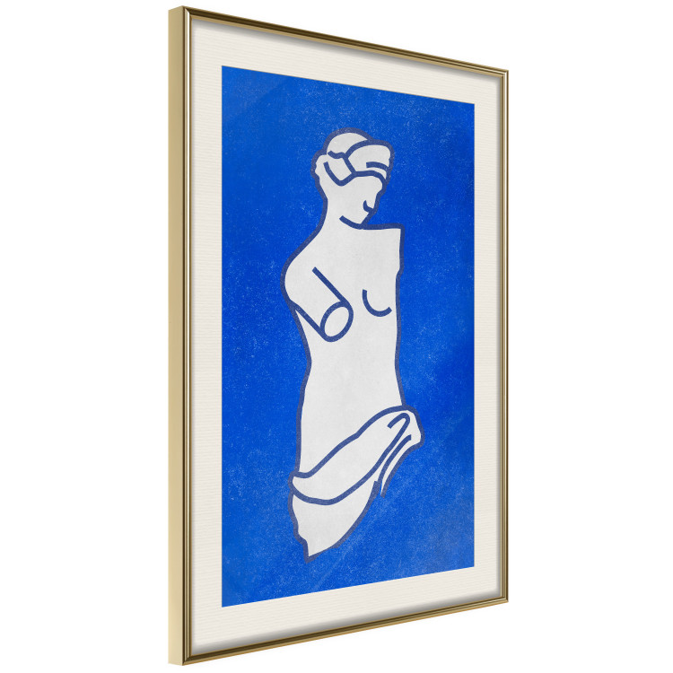 Wall Poster Blue Goddess - sketchy sculpture of a female silhouette on a blue background 134443 additionalImage 3