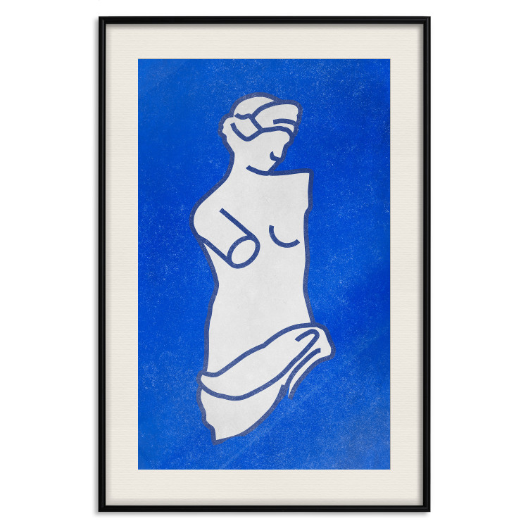 Wall Poster Blue Goddess - sketchy sculpture of a female silhouette on a blue background 134443 additionalImage 19