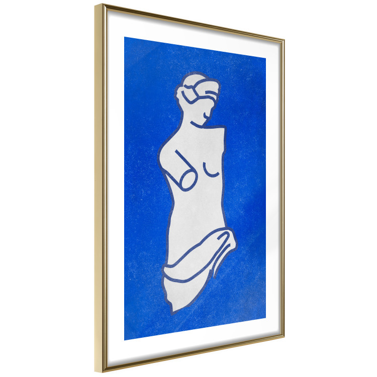 Wall Poster Blue Goddess - sketchy sculpture of a female silhouette on a blue background 134443 additionalImage 9