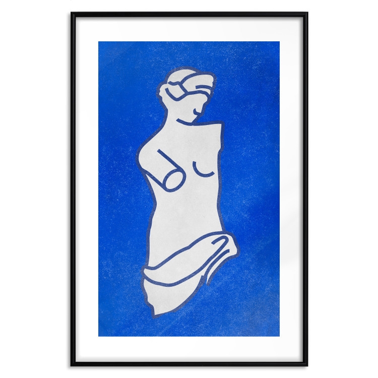 Wall Poster Blue Goddess - sketchy sculpture of a female silhouette on a blue background 134443 additionalImage 15