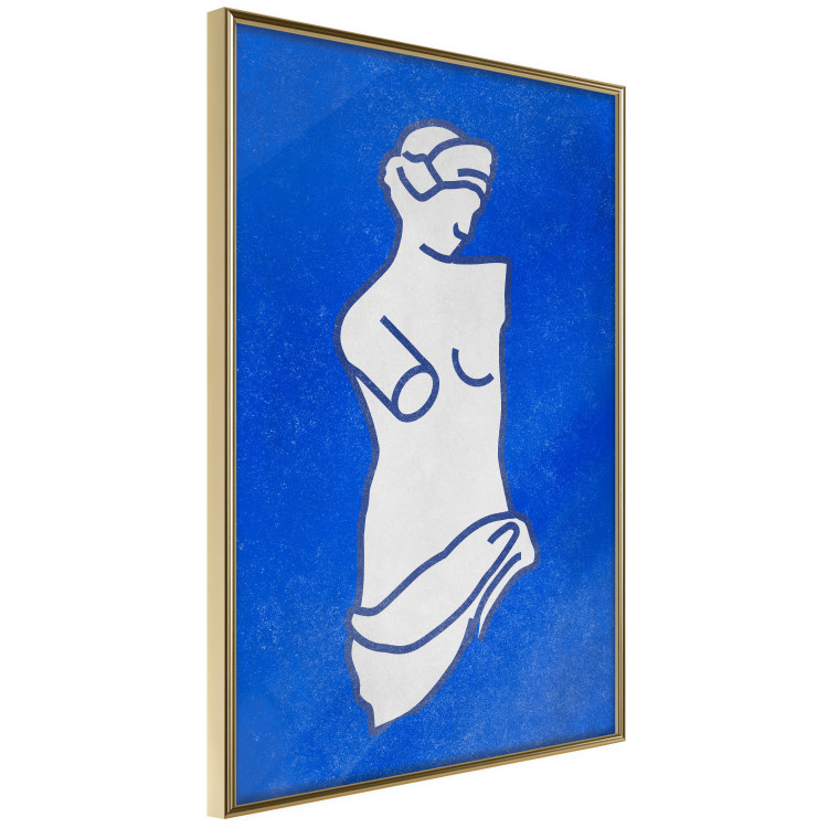 Wall Poster Blue Goddess - sketchy sculpture of a female silhouette on a blue background 134443 additionalImage 12