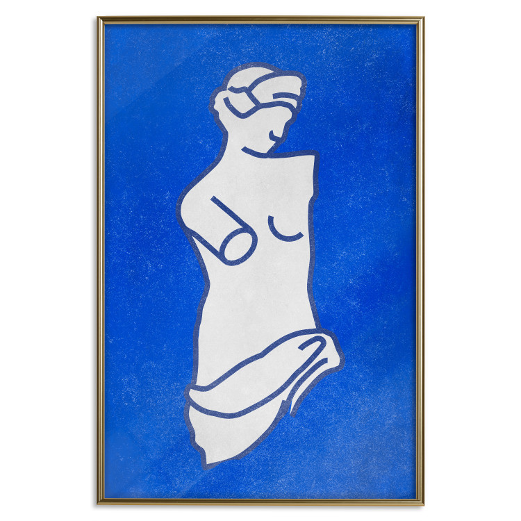 Wall Poster Blue Goddess - sketchy sculpture of a female silhouette on a blue background 134443 additionalImage 21