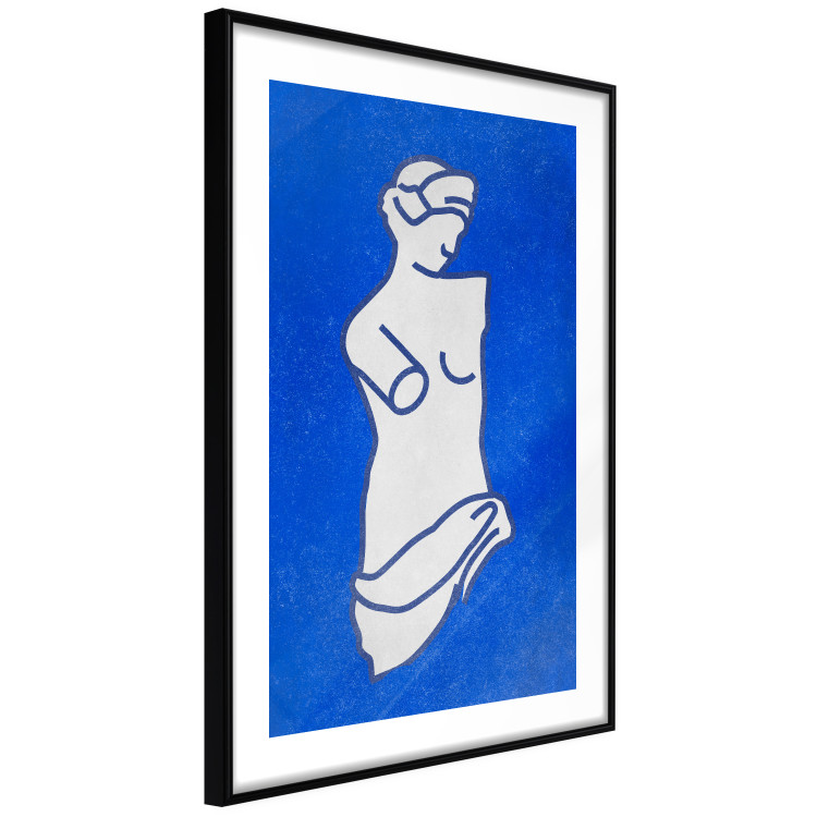 Wall Poster Blue Goddess - sketchy sculpture of a female silhouette on a blue background 134443 additionalImage 8