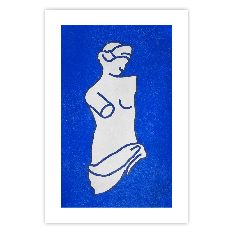 Wall Poster Blue Goddess - sketchy sculpture of a female silhouette on a blue background 134443 additionalImage 25